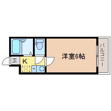 ベルシティ米ヶ袋リバース(1K/4階)の間取り写真