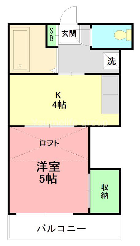 ヒルズ本厚木(1K/1階)の間取り写真