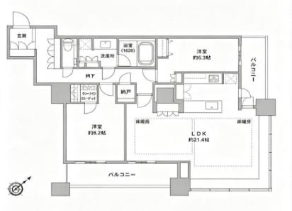THE TOKYO TOWERS SEA TOWER(2LDK/23階)の間取り写真