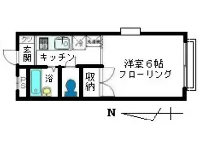 パークハイツ多摩(1K/1階)の間取り写真
