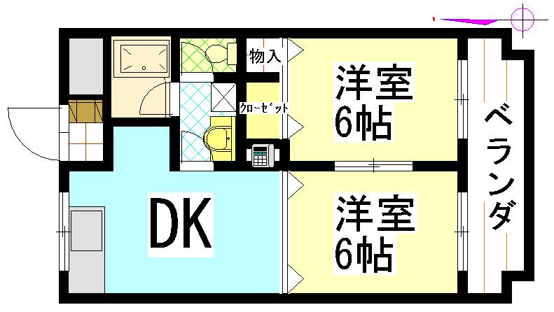 メゾンカサハラ第一ビル(2DK/3階)の間取り写真