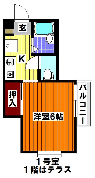 サンパビーラ(1K/1階)の間取り写真