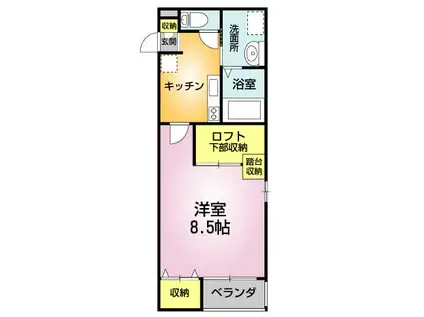 スプリングブリーザA(1K/2階)の間取り写真