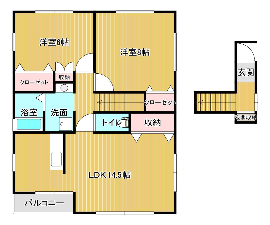 メゾンドS(2LDK/2階)の間取り写真