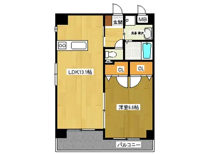 ランドスケープ田崎本町(1LDK/6階)の間取り写真