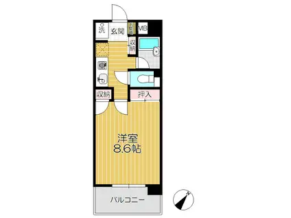 グリーンステージ D棟(1K/1階)の間取り写真