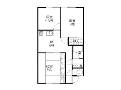 竜田ハイツ(3DK/1階)の間取り写真