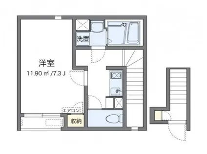 クレイノFUJIMATSU(1K/2階)の間取り写真