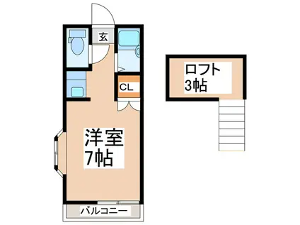 ソフィー黒髪(ワンルーム/1階)の間取り写真