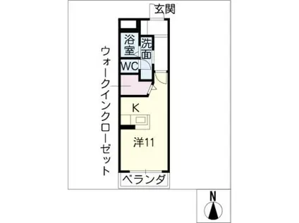 ルピナス春田(ワンルーム/1階)の間取り写真