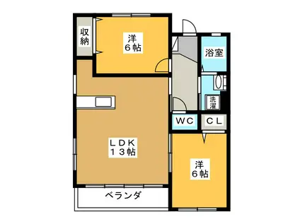 アルテール・カーサ(2LDK/2階)の間取り写真