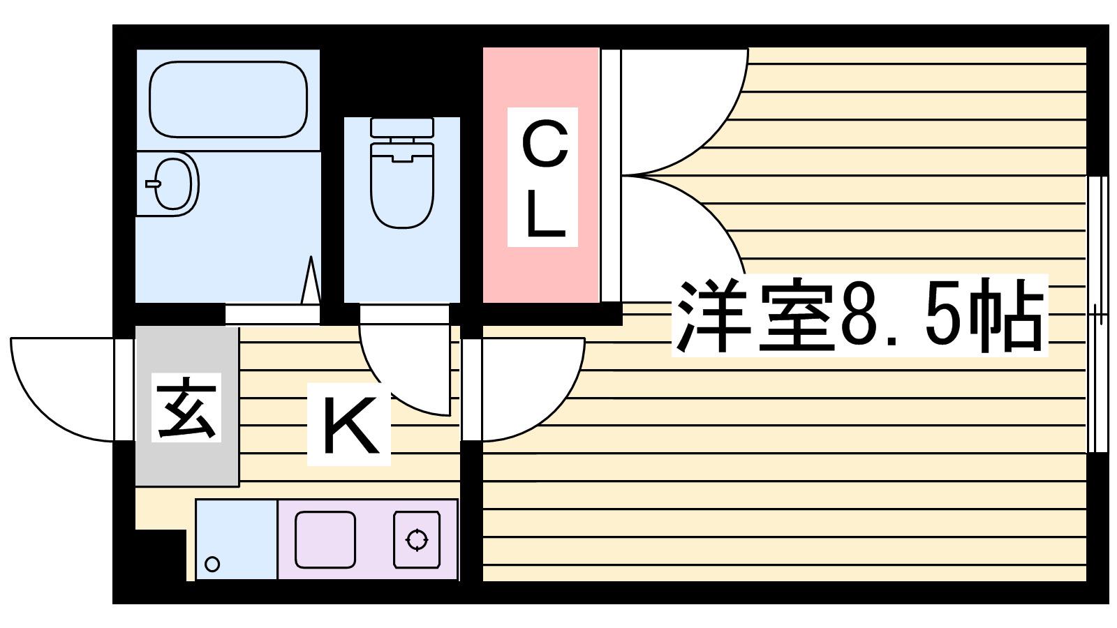 レオパレスLES AMIES(1K/1階)の間取り写真