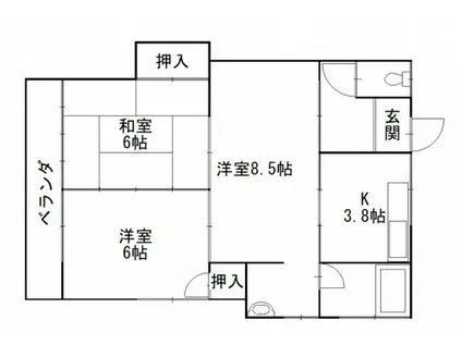 橋本アパートA棟(3K/2階)の間取り写真