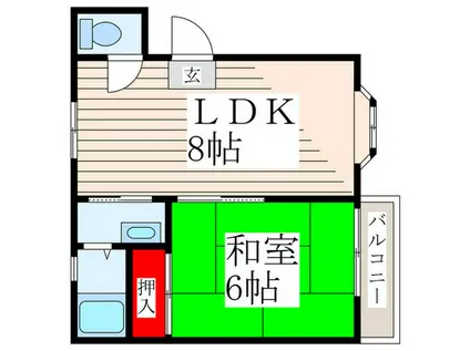 田代マンション(1LDK/3階)の間取り写真