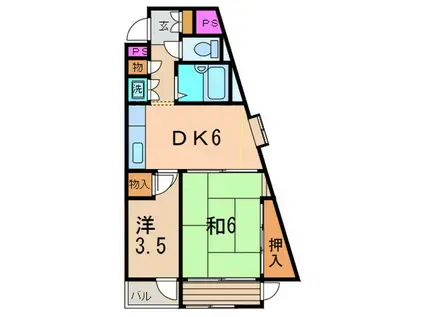 ホームズ駒沢(2DK/3階)の間取り写真