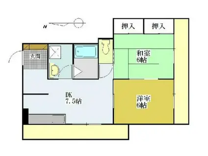 渡辺コーポII(2DK/3階)の間取り写真