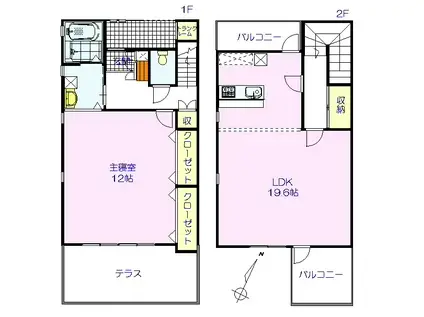 エムズヴィラージュB棟(1LDK/1階)の間取り写真