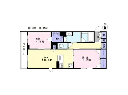ＪＲ埼京線 南与野駅 徒歩23分 3階建 築1年(2LDK/3階)の間取り写真