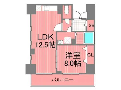 グランデパッソ横浜鶴見(1LDK/5階)の間取り写真