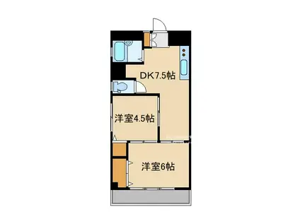 本橋マンション(2DK/3階)の間取り写真