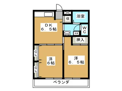 富士パークビル(2DK/4階)の間取り写真