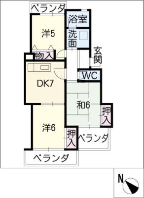 サンファミリア長久手I(3DK/1階)の間取り写真