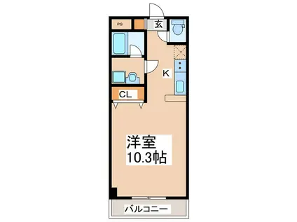 ガラ・プシケII(ワンルーム/2階)の間取り写真