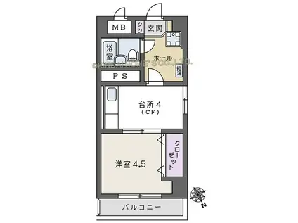 渋谷藤和コープ(1K/8階)の間取り写真