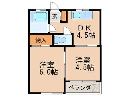 つるいビル(2DK/2階)の間取り写真