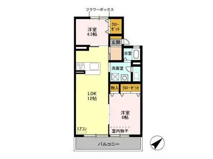 ワコーハイツA(2LDK/2階)の間取り写真