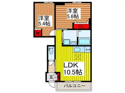 リアンコリーヌ(2LDK/1階)の間取り写真