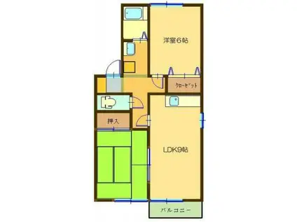 セジュールシャルダン(2LDK/1階)の間取り写真