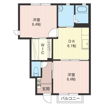 シャルマンB(2DK/1階)の間取り写真