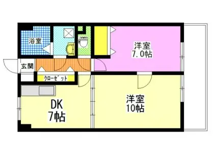 アークハイツ鹿田 2DK(2DK/12階)の間取り写真