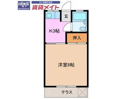 シャトルサンライズ(1K/1階)の間取り写真