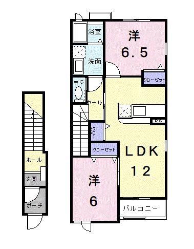 フラット・ハイムD(2LDK/2階)の間取り写真