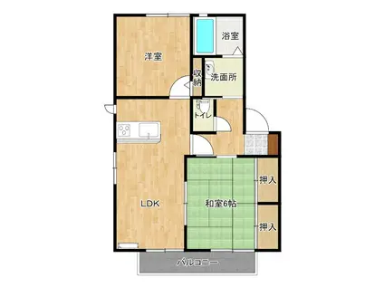 ディアス青山II(2LDK/1階)の間取り写真