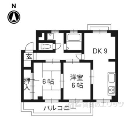ウエストハイツ(2DK/1階)の間取り写真