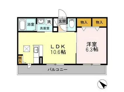 シャーメゾンII原分ヒルズ(1LDK/1階)の間取り写真