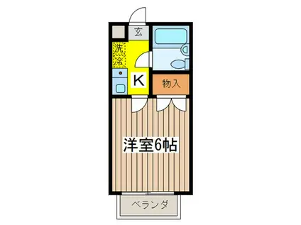 リベラル若松(1K/2階)の間取り写真