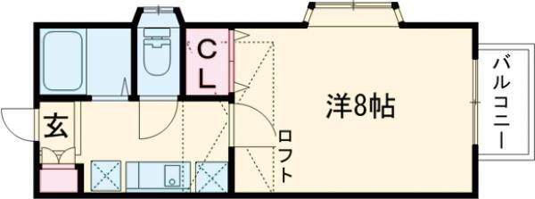 クレセール南吉成壱番館(1K/2階)の間取り写真