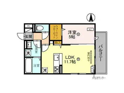 ユーフォリア籠池通(1LDK/2階)の間取り写真