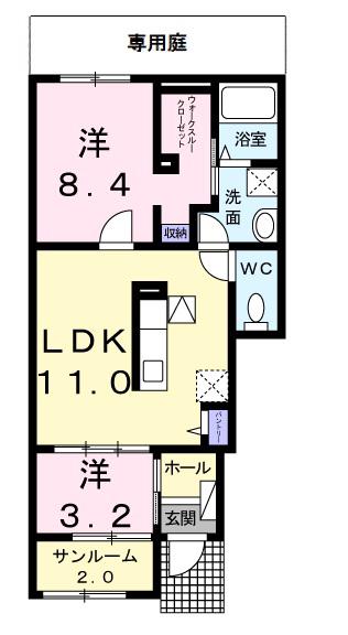 ハウスユーリカ(2LDK/1階)の間取り写真