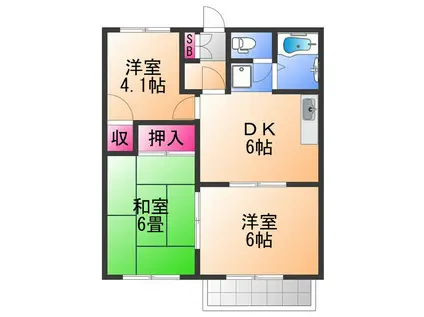 ハウディサガラ(3DK/2階)の間取り写真