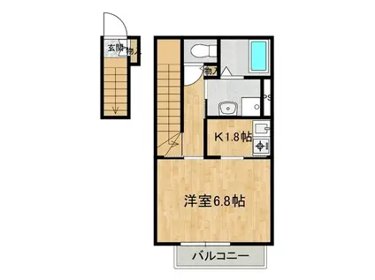 インレット荒川沖II B棟(1K/2階)の間取り写真