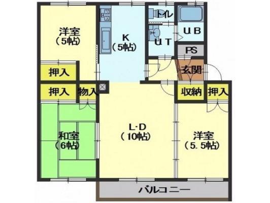 ツインクル豊川(3LDK/2階)の間取り写真