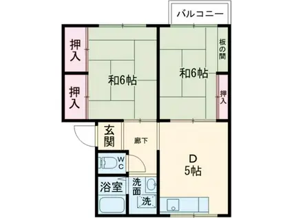ファンシーI(2DK/2階)の間取り写真