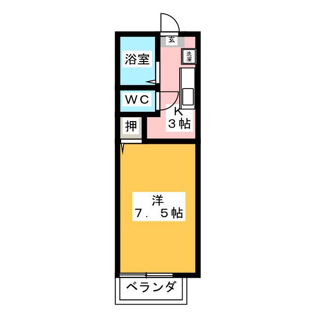 ベルエキップ(1K/1階)の間取り写真