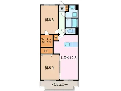 グローリアT.F(2LDK/2階)の間取り写真