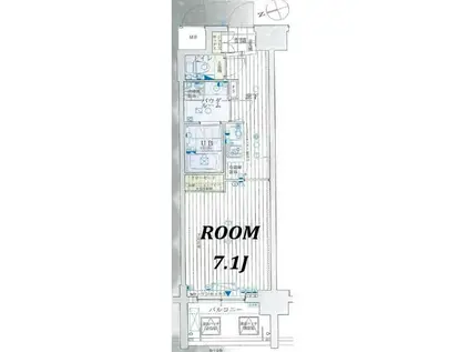 アスヴェル心斎橋東II(1K/7階)の間取り写真
